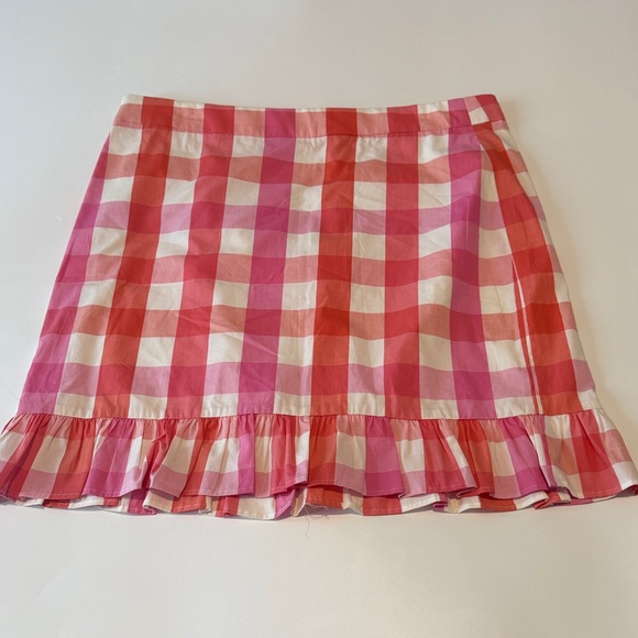 J. Crew Dresses & Skirts - J. Crew Pink & Red Gingham Ruffle Mini Skirt
